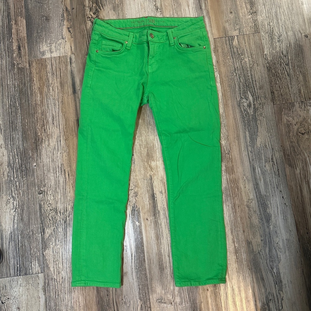 Kate Spade New York Perry Street Green Slim Straight Jeans Size 28 Kelly Green